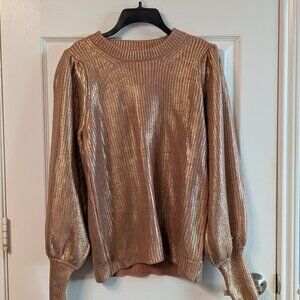 Jodifl Metallic Ribbed Sweater - Champagne Brown